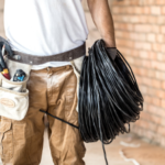 A man with tools and holding cables