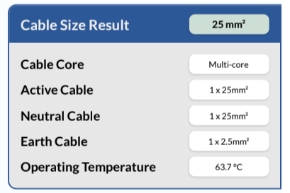 cablehero - Cable Size Result